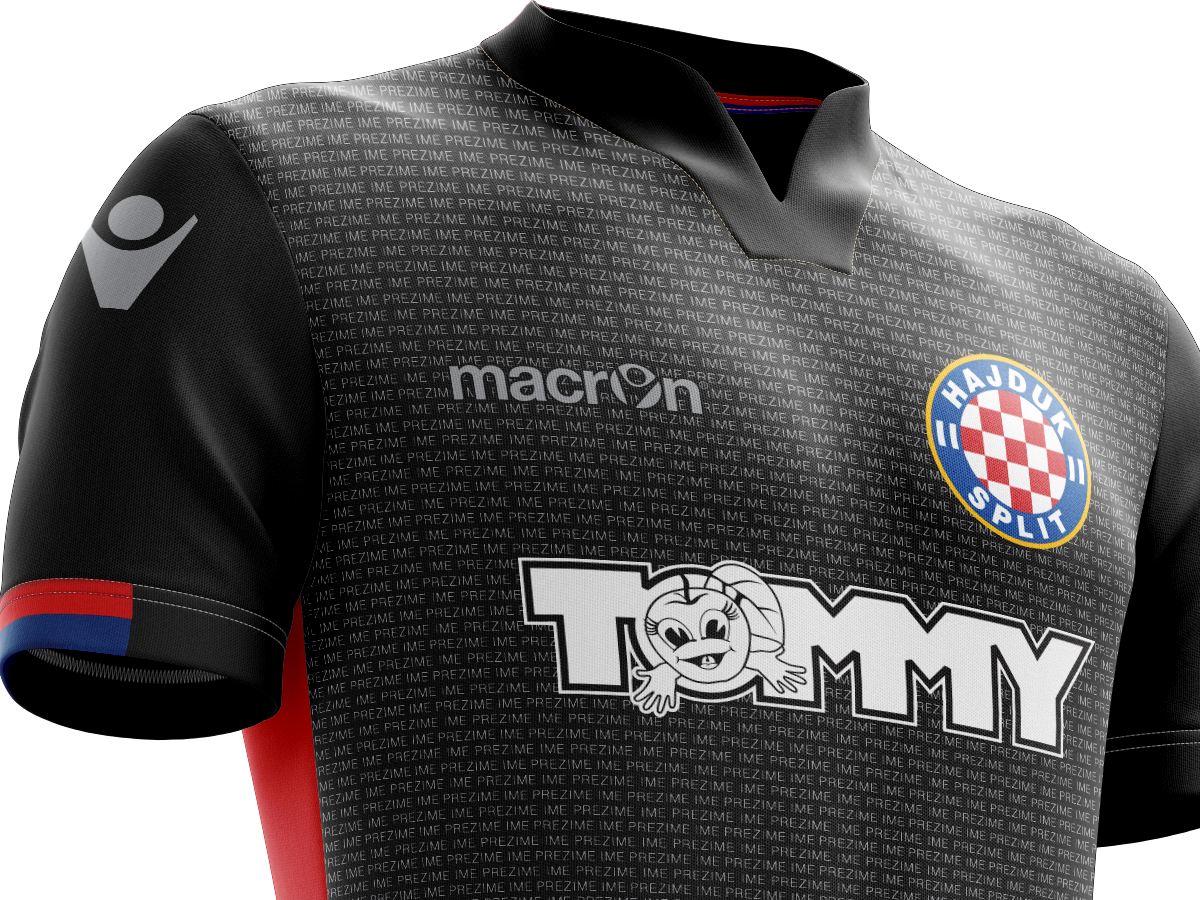 RED AND BLUE WITH A BROKEN EFFECT IN THE NEW AWAY SHIRT OF HAJDUK SPLIT