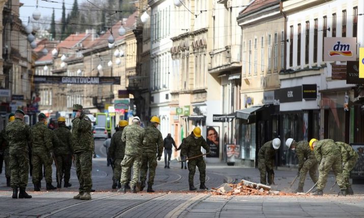 Croatian army clearing up Zagreb city centre of rubble after quakes as details of damage emerges