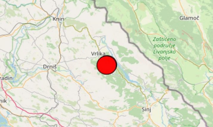 A 3.4-magnitude earthquake was recorded in the remote Dalmatia region on Sunday