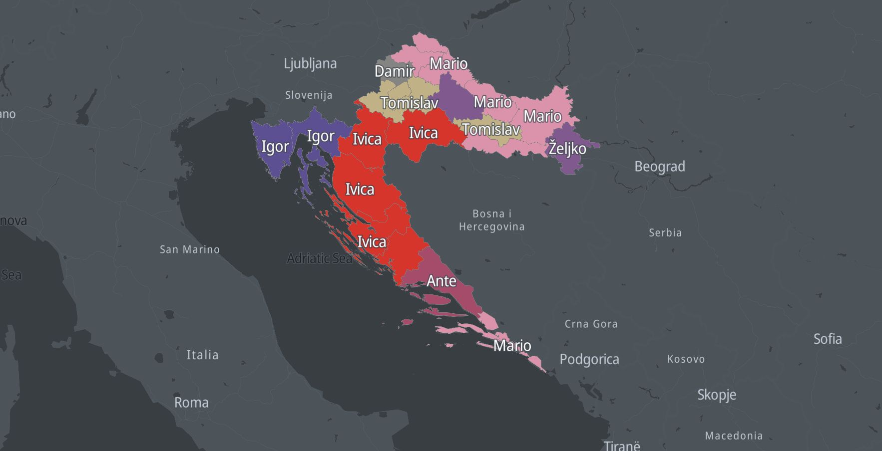 Map Croatia Names 