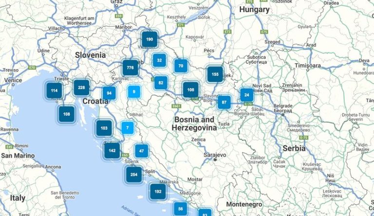 Map of active ATMs in Croatia during euro introduction adjustment ...