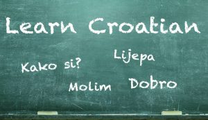Croatian writing on blackboard
