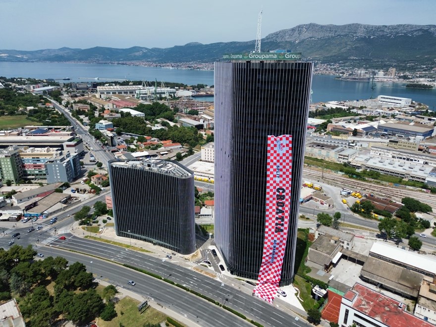 The tallest Croatian flag on the tallest building in Croatia