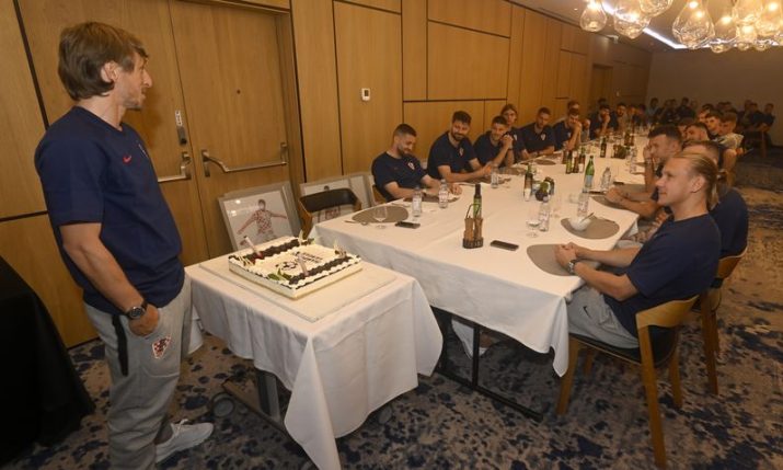 VIDEO: Modrić welcomed with cake by Croatian team after record European title win