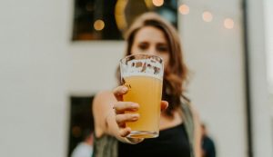 Girl drinking beer