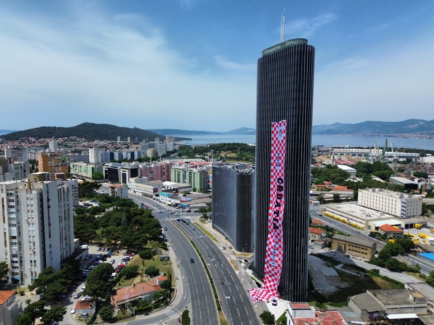 The tallest Croatian flag on the tallest building in Croatia