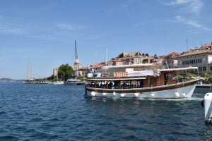 Boat in Šibenik going to Krka National Park