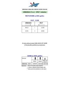 Bura Line Arbanija-Split-2024 timetable