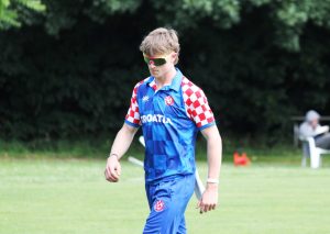 Zach Vukusic playing cricket for Croatia