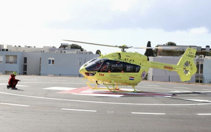 Helicopter landing at Split hospital helipad 