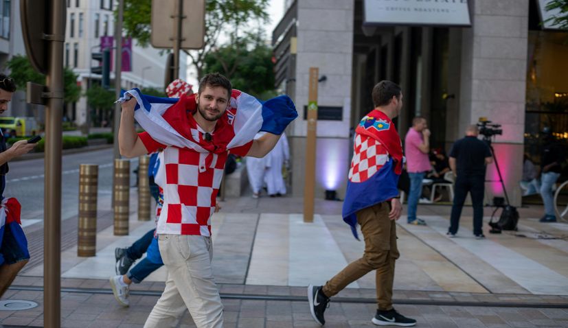 Croatian on the street with flags