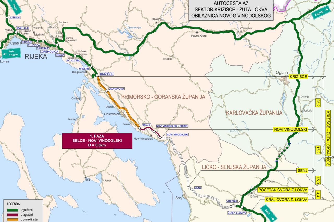 Map Croatian motorways