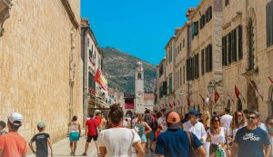 Tourists walking in Dubrovnik