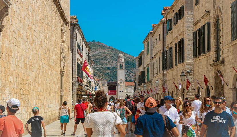 Tourists walking in Dubrovnik 