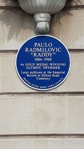 The blue plaque unveiled by his grandson, Simon Siddall on the wall of the Imperial, South Parade, Weston-super-Mare