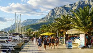 tourists walking in Makarska