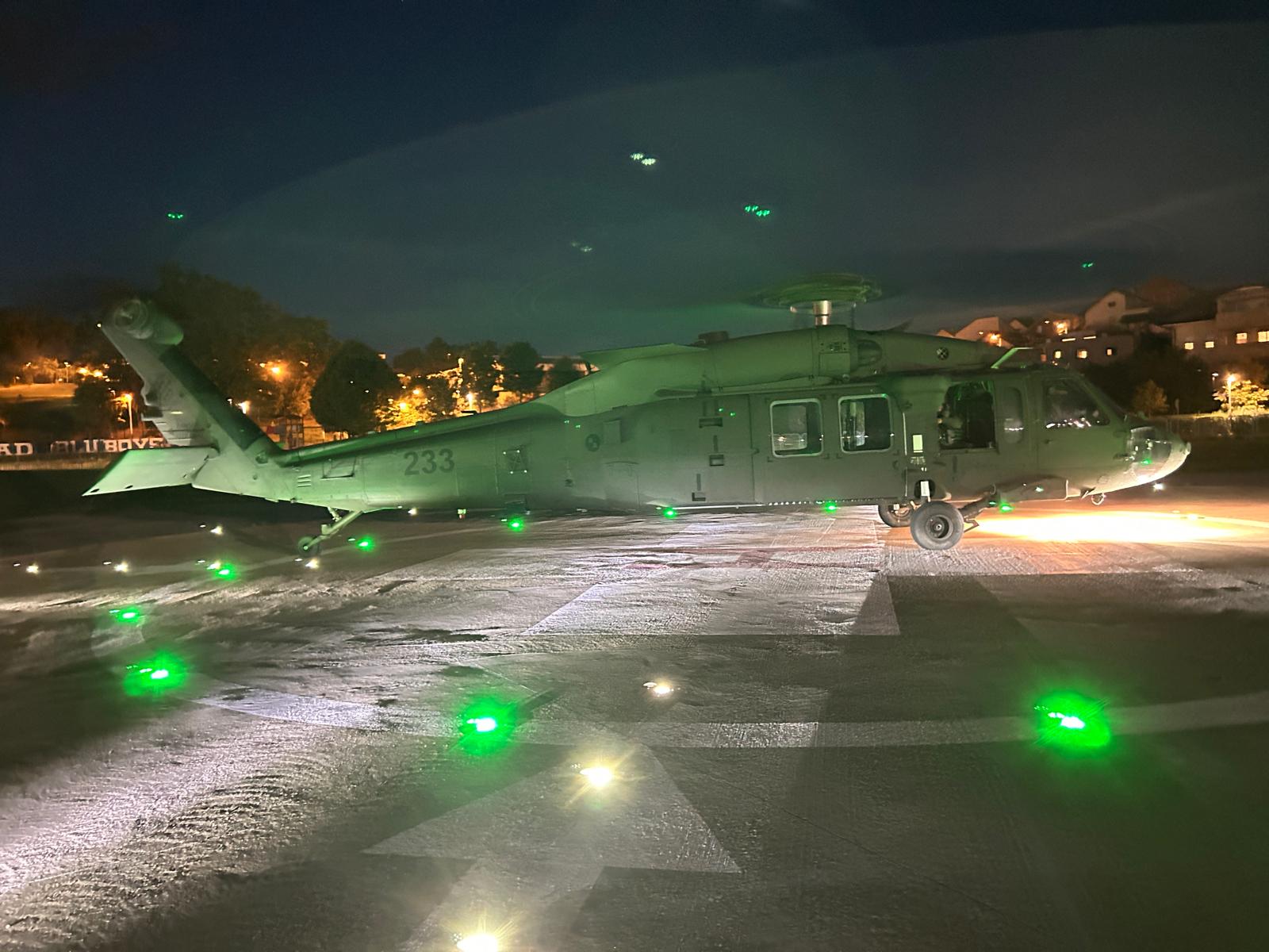 A Black Hawk helicopter from the Croatian Air Force transporting a heart from Zadar to Zagreb