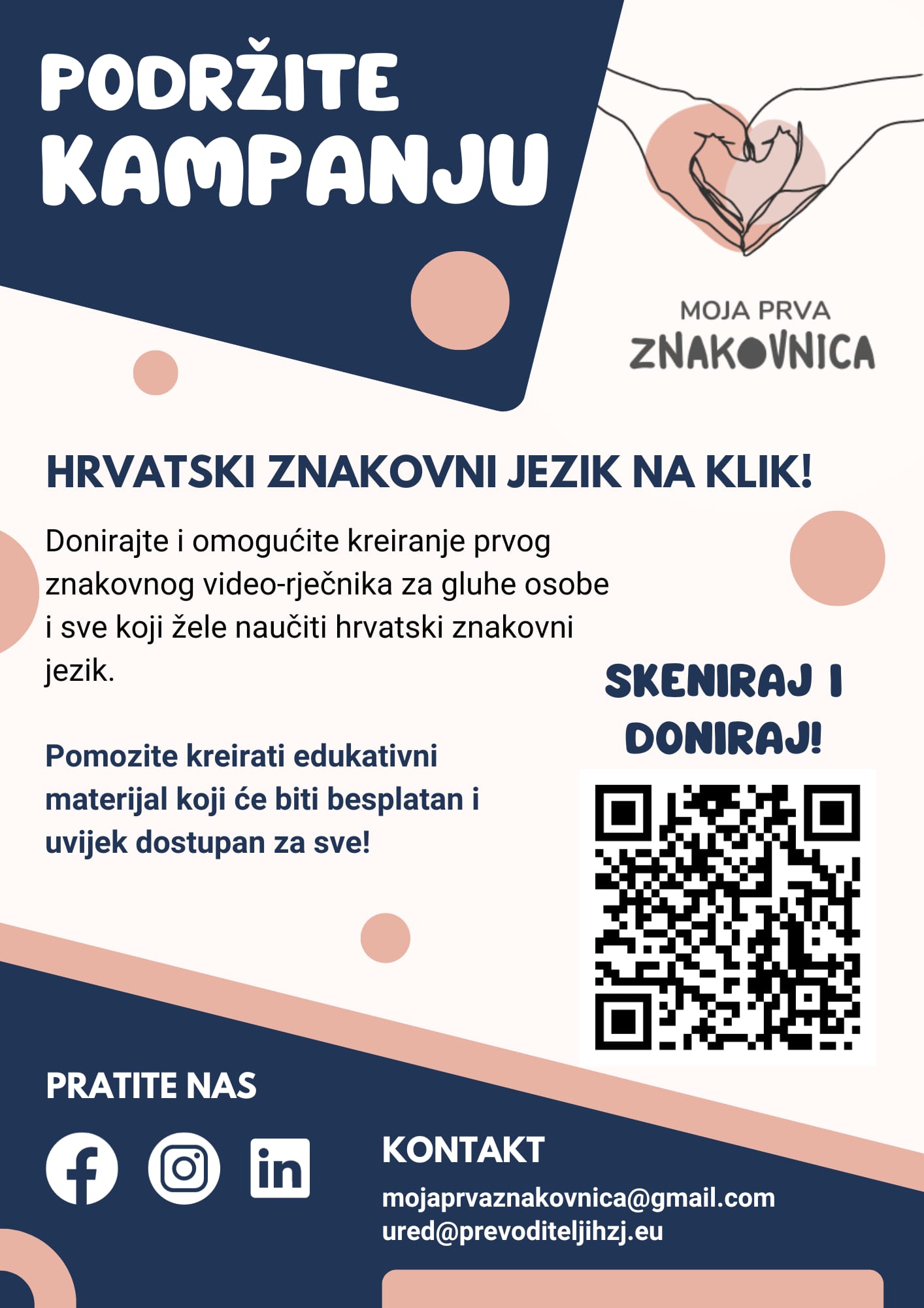 Leaflet of the crowdfunding campaign Moja Prva Znakovnica