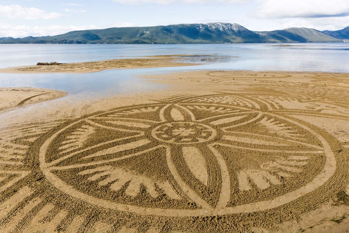 amazing sand art at the Neretva River mouth 
