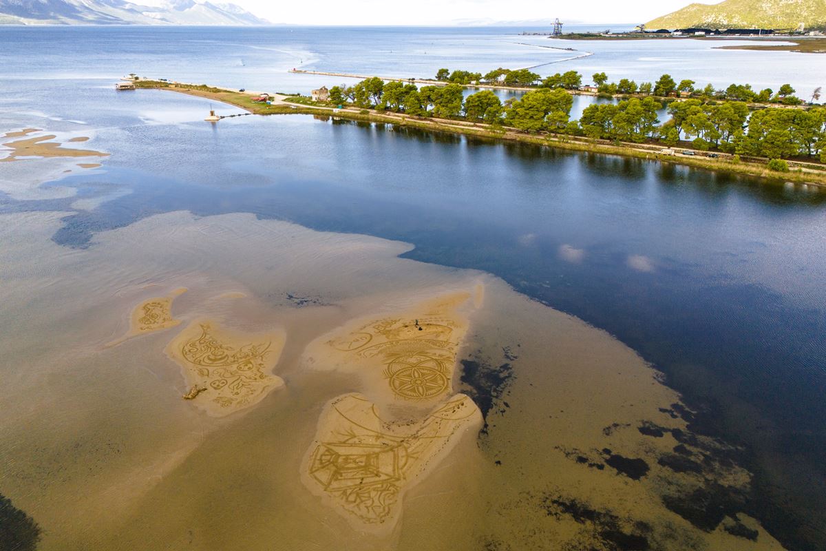 amazing sand art at the Neretva River mouth 
