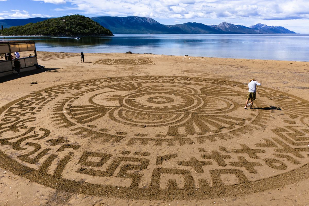 amazing sand art at the Neretva River mouth 
