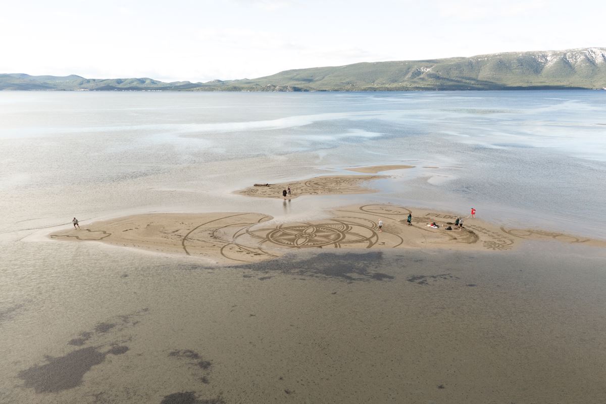 amazing sand art at the Neretva River mouth 
