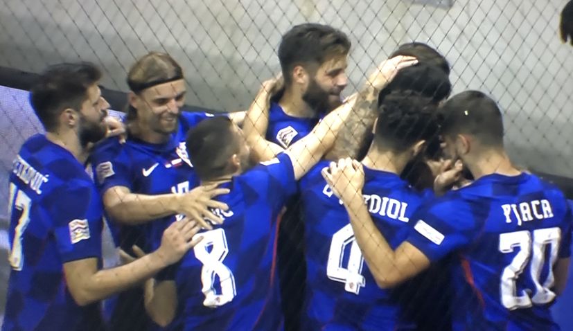 Croatia celebrate goal against Poland in Osijek