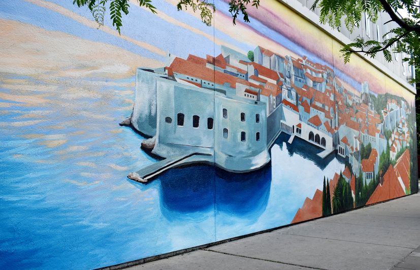 Murals of Dubrovnik at Croatian Cultural Center of Chicago 