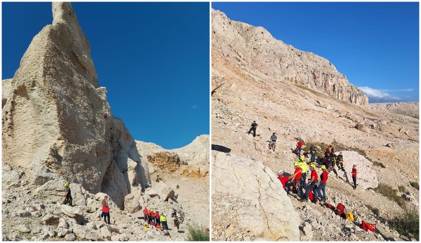 Stogaj cliff on the Croatian island of Pag cliff person rescued