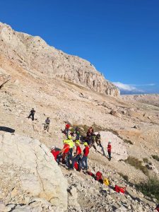 Stogaj cliff on the Croatian island of Pag cliff person rescued