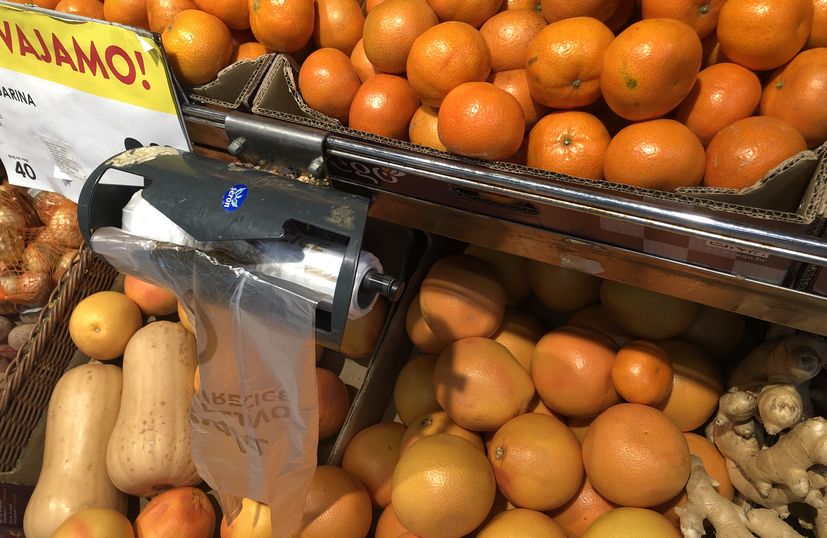 lightweight plastic bag in supermarket in Croatia 