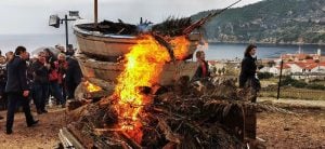 Komiza burning boats